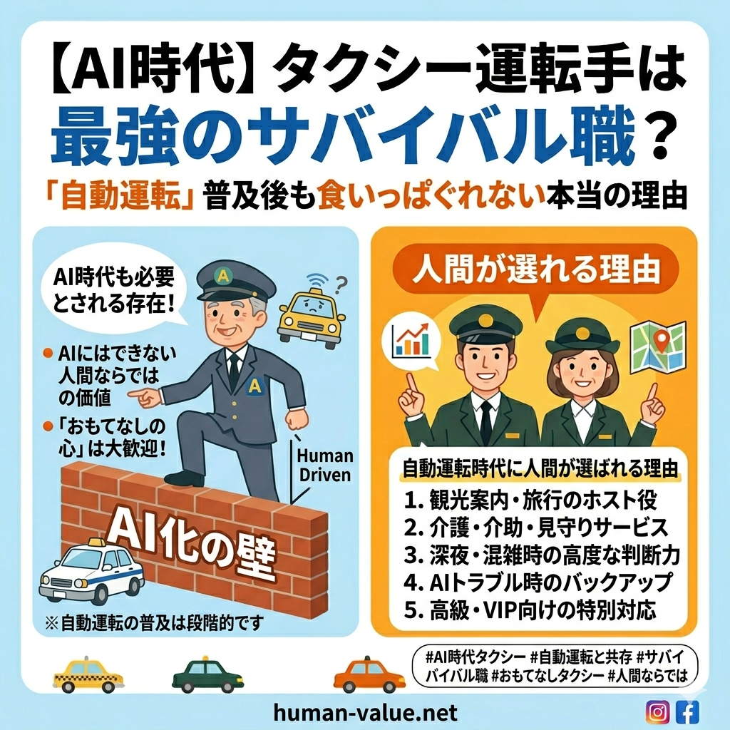 AI時代の「タクシー運転手」は最強のサバイバル職?2026年以降、自動運転が普及しても食いっぱぐれない理由
