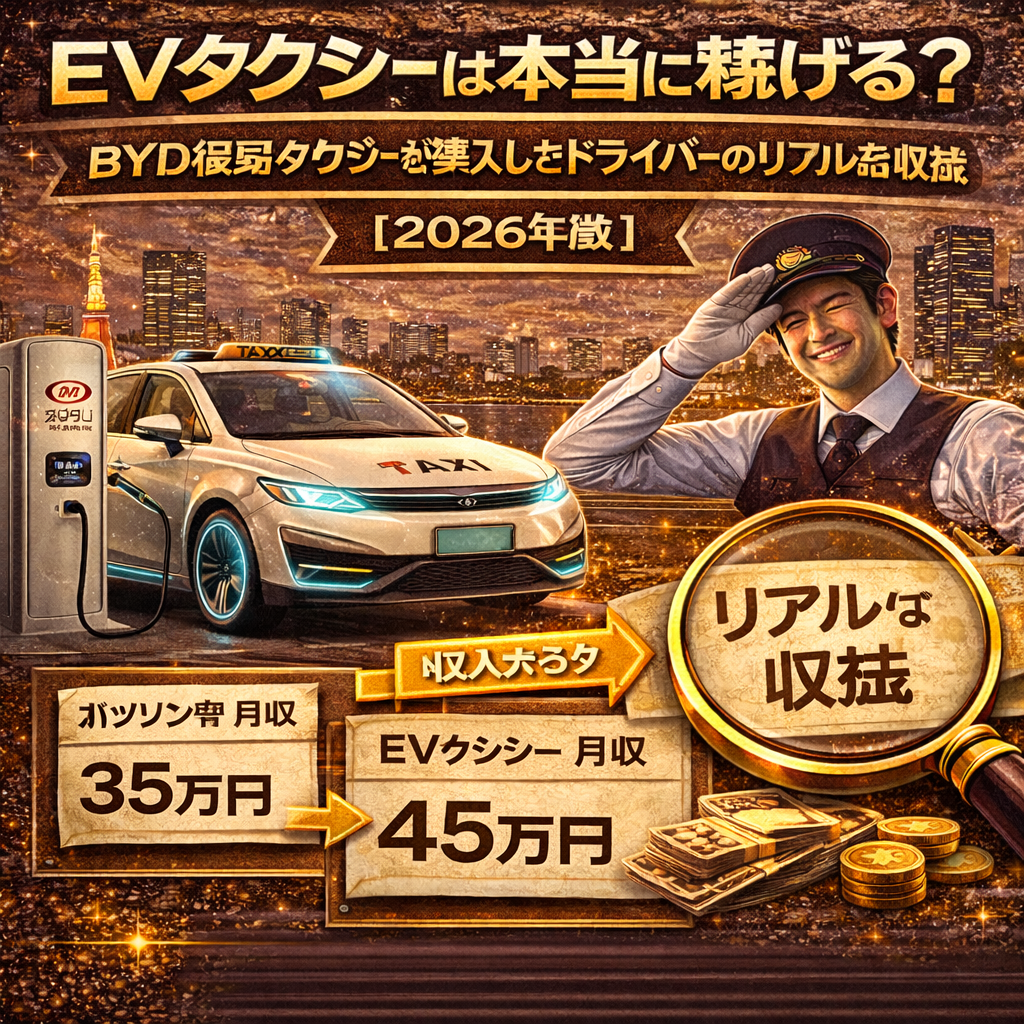 EVタクシーは本当に稼げる？BYD電気タクシーを導入したドライバーのリアルな収益【2026年版】