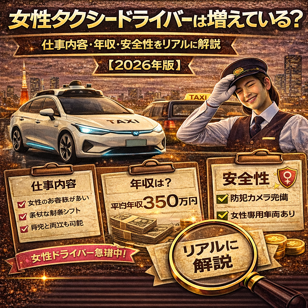 女性タクシードライバーは増えている？仕事内容・年収・安全性をリアルに解説【2026年版】