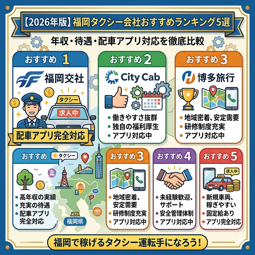 【2026年最新】福岡の主要タクシー会社徹底比較