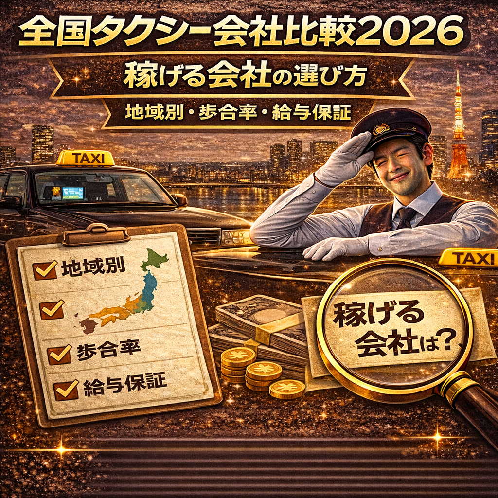 全国タクシー会社比較2026稼げる会社の選び方【地域別・歩合率・給与保証】