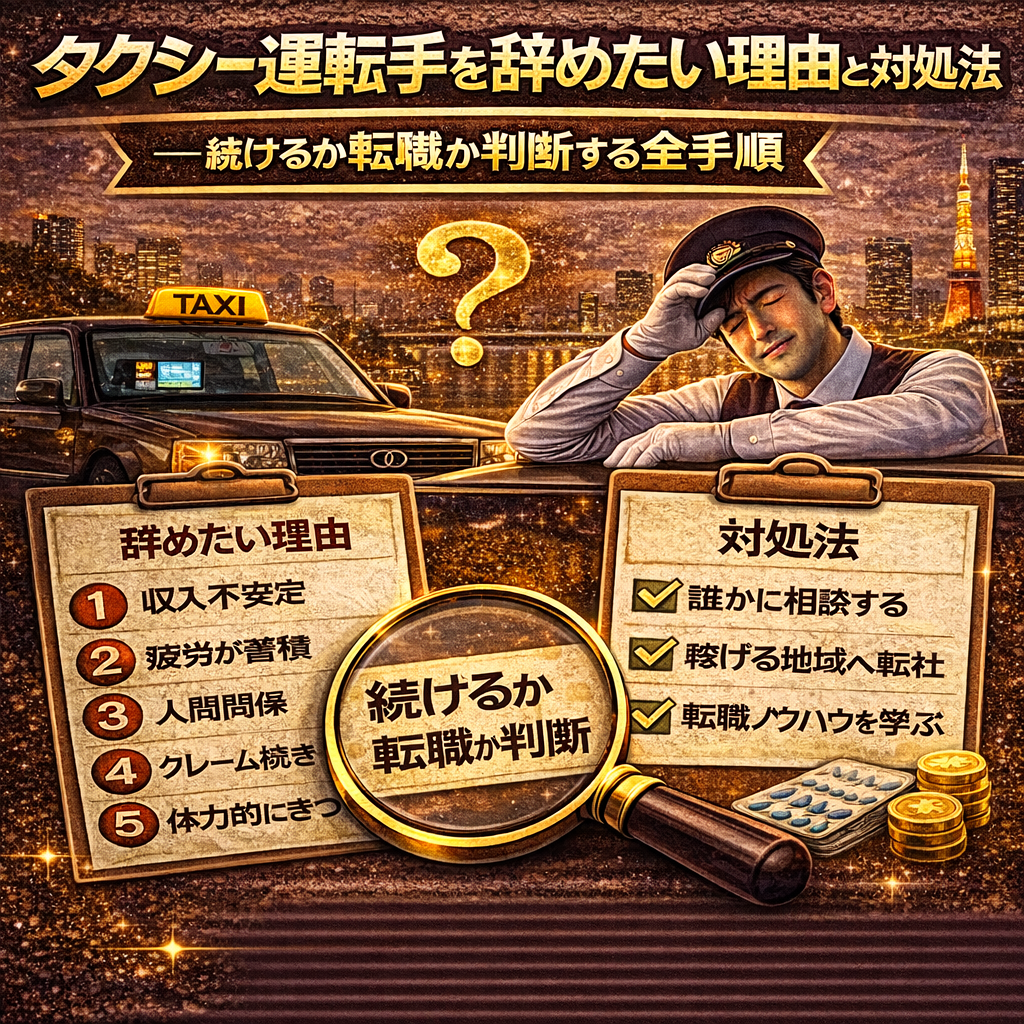 タクシー運転手を辞めたい理由と対処法続けるか転職か判断する全手順