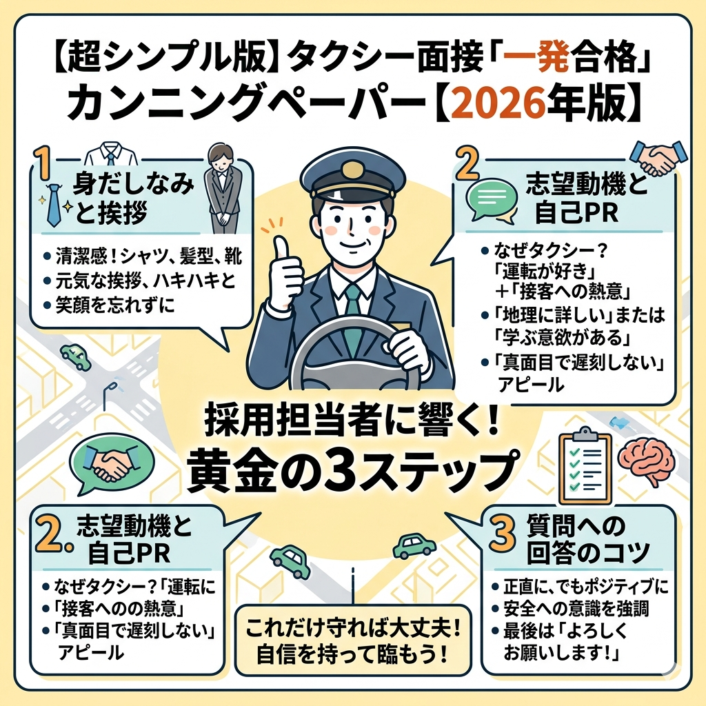 タクシー面接「一発合格」カンニングペーパー