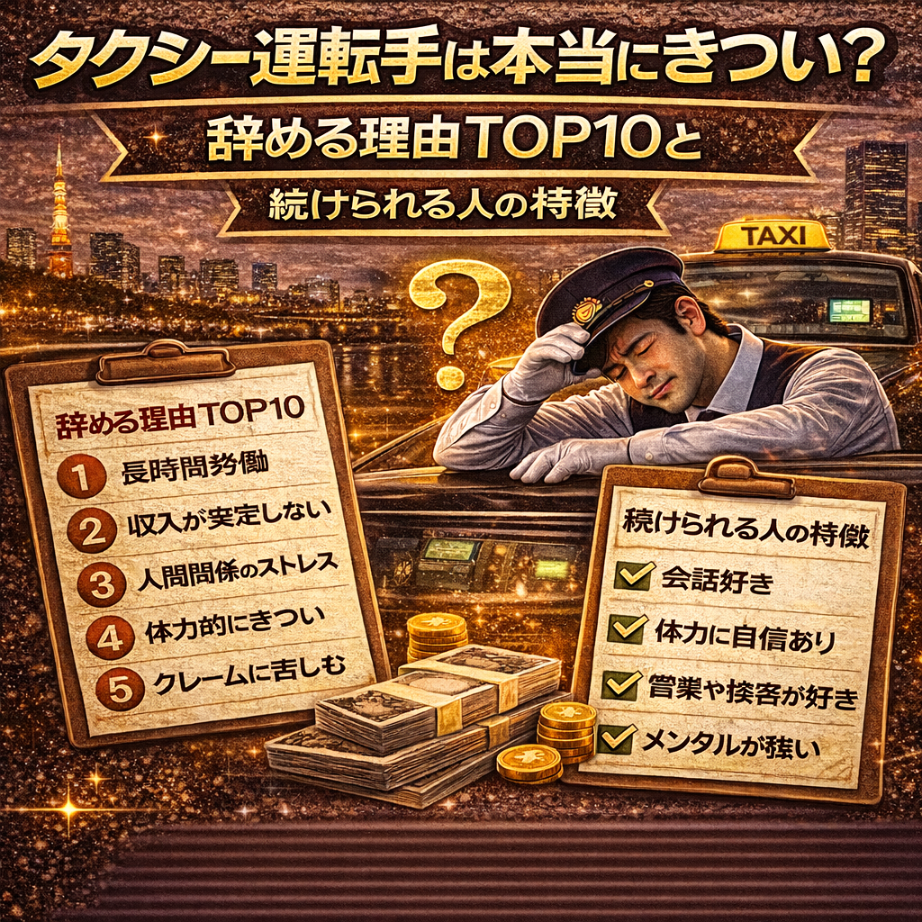 タクシー運転手は本当にきつい？辞める理由TOP10